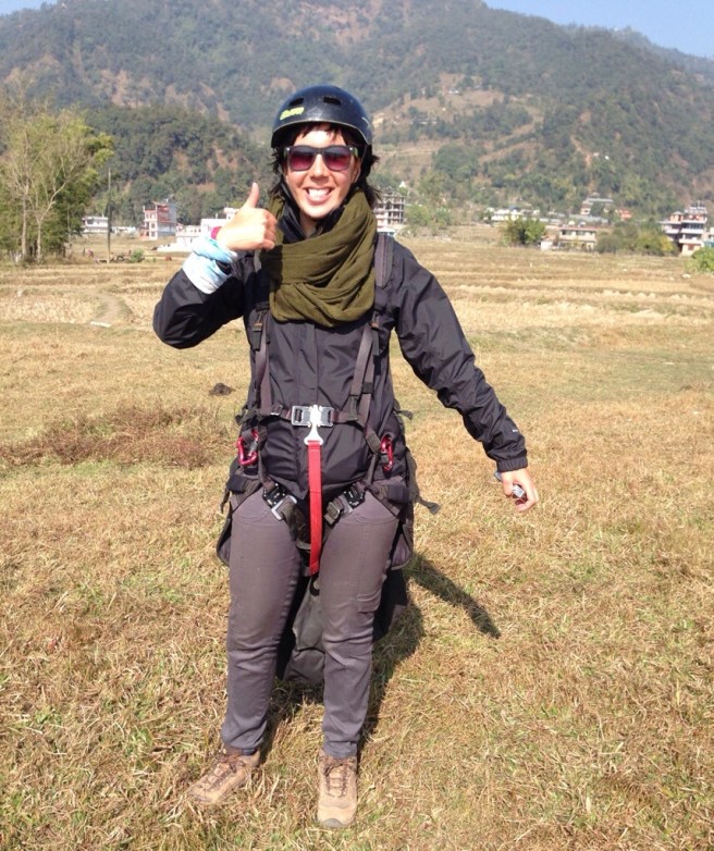 Here I am! This was technically taken after landing, but you get the gist of it..