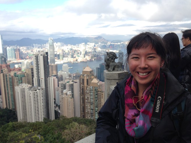 At the top of Victoria Peak in Hong Kong.